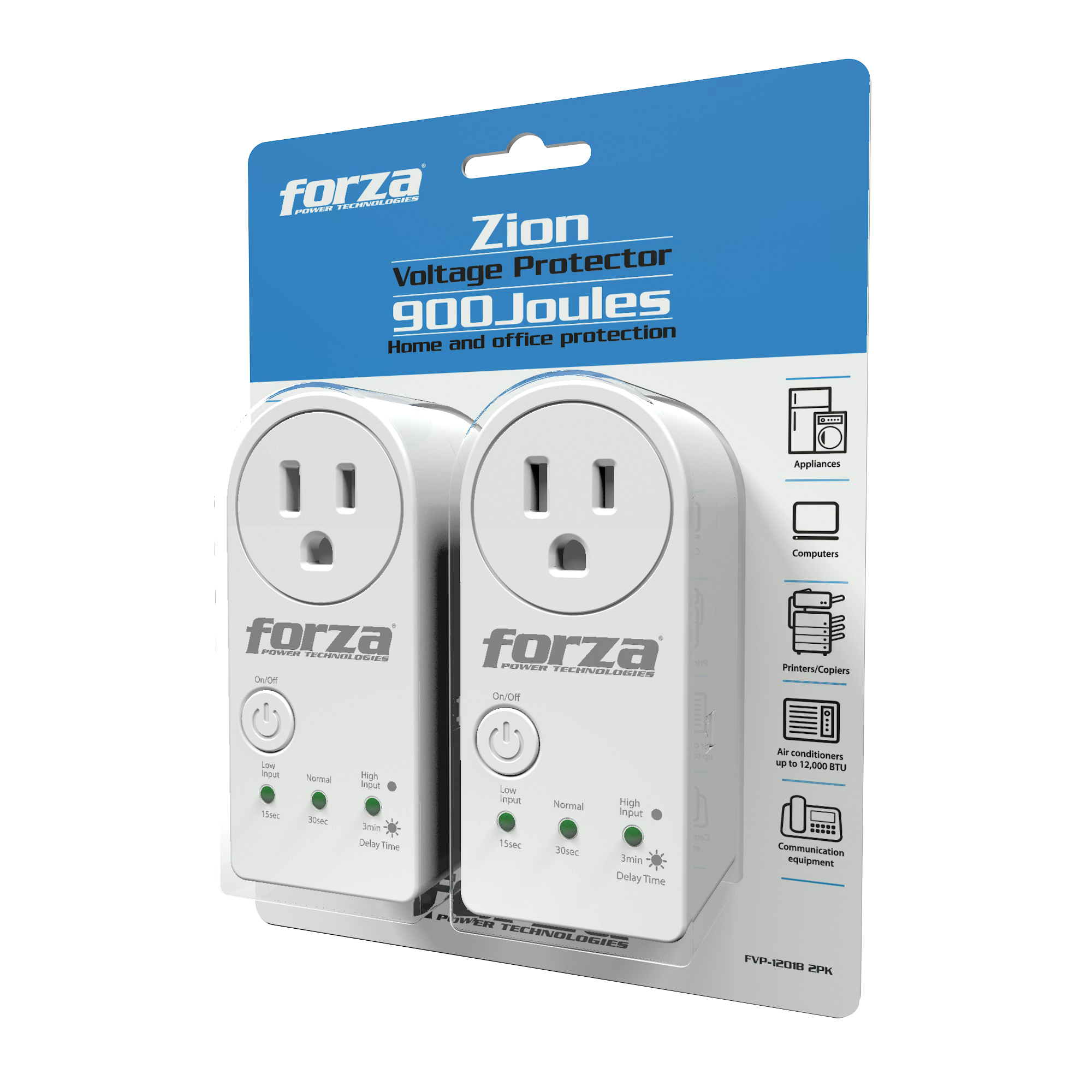 Zion 2-Pack | Voltage protector 900J/1800W, 1 out, 350° plug