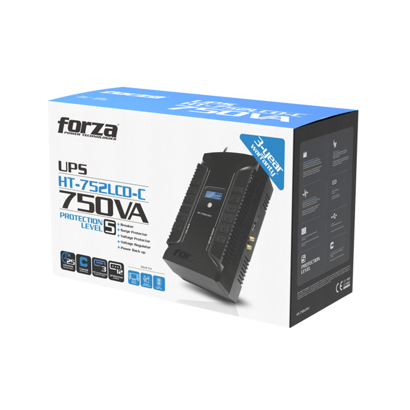 Interactive UPS 750VA/450W, 12 CEI, coax, USB, desktop-220V