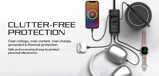35W GaN Fast Charger with 1250W Power Strip, 2 NEMA, 110/220V