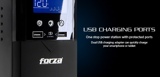 APFC Pure Sine Wave UPS 1200VA/720W, 10 out, USB, LCD, 120V| ForzaUPS