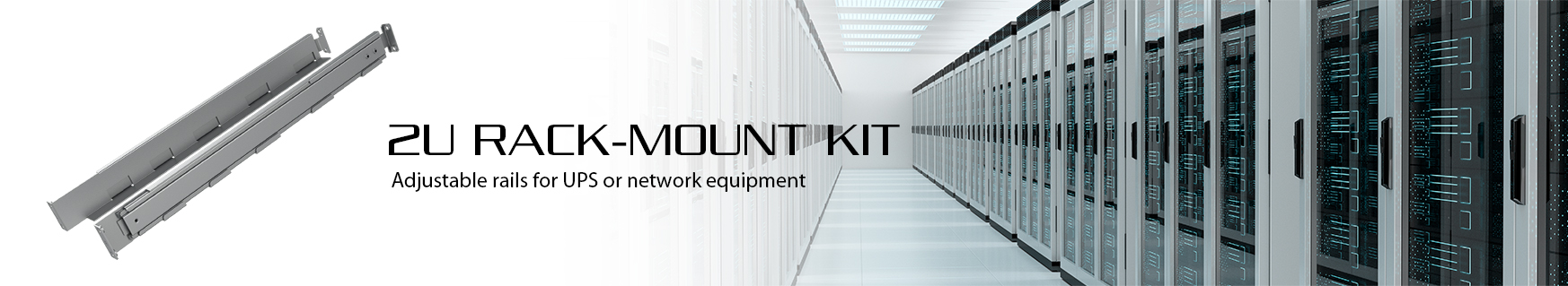 UPS rails, 2U rack kit, 1100mm, 176lb capacity, EIA standard