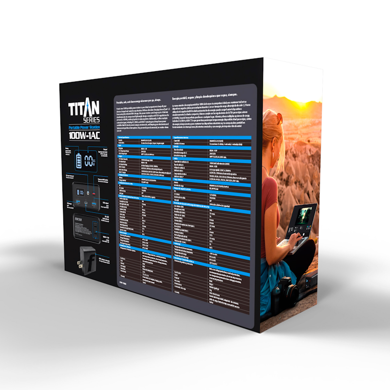 Portable Power Station 100W 5/9/12VDC USB-A + USB-C 1AC LiFePO4